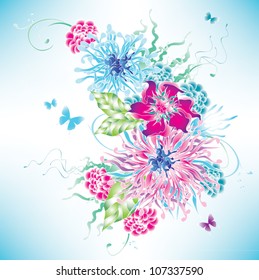 Vector colorful flowers graphic
