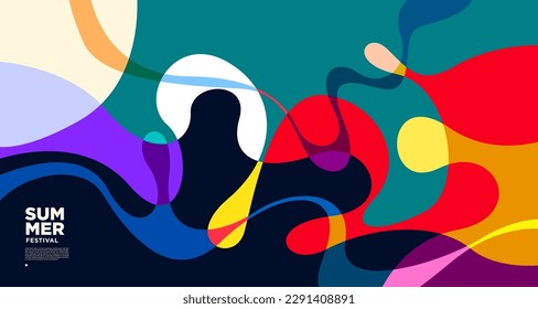 Vector colorful fluid abstract background for summer banner 