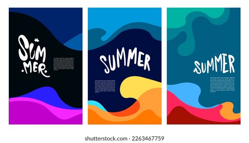 Plantilla de fondo de broche de verano de líquido colorido vectorial y líquido