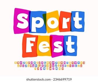 Vector colorful flyer Sport Fest. Bright Kids Font. Creative Alphabet Letters and Numbers set