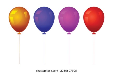 Vector colorful flying balloons in a row