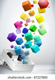 Vector - Colorful Flying Cubes Background