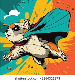 Vector colorful Flying squirrel in pop art style