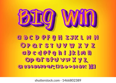 Vector colorful font modern typography. 3d alphabet slanted sans serif style 