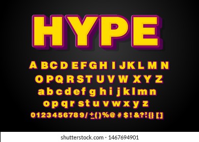 Vector colorful font modern typography. 3d alphabet slanted sans serif style for party poster, promotion, kids book, greeting card, t shirt, sale, printing on fabric, decoration, stamp, special offer