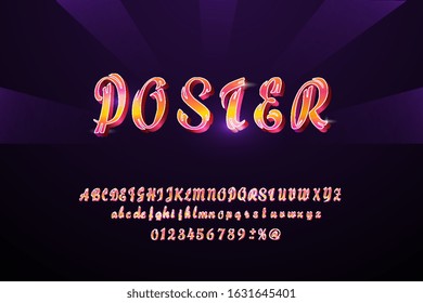 Vector colorful font modern typography. 3d alphabet slanted sans serif style for party poster, promotion, kids book, greeting card, t shirt, sale, printing on fabric, decoration, stamp, special offer