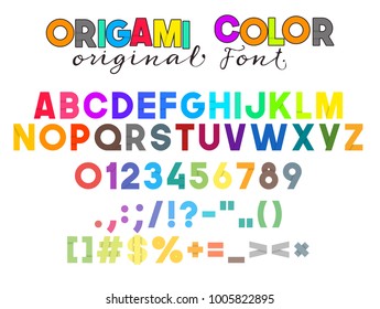 Vector Colorful Font Origami Style Grotesque Alphabet