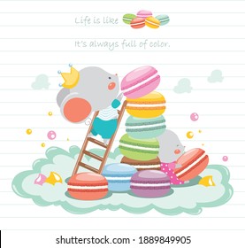 vector colorful food macarons mouse