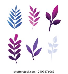 Dibujos de hojas de bosque coloridas vectoras.