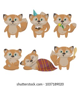 Vector colorful foxes stickers