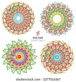     Vector colorful fractal flower creative design collection