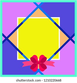 Vector of colorful frame Art for holiday gift card with modern style of red ribbon.