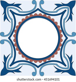 Vector colorful frame with decorative tile background.