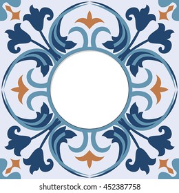 Vector colorful frame with decorative tile background.