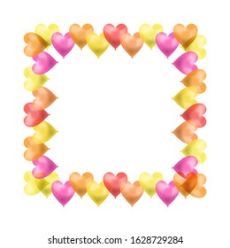 Vector Colorful Frame, Heart Balloons, Different Colors, Background Template, Love Illustration.