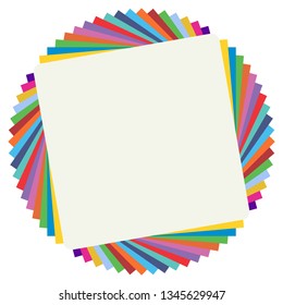 Vector colorful frame. Note paper with pop art colors. Full color frame vector. Fan style blank tag vector illustrations.