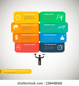 Vector colorful freelance infographics, trendy colors. Vector illustration can be used for workflow layout, diagram, number options, web design.