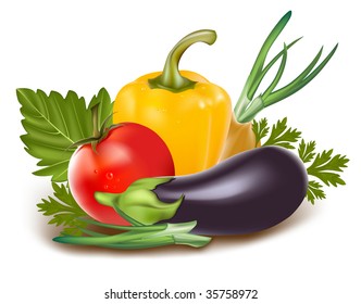 Vector. Colorful fresh group of vegetables