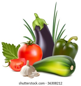 Vector. Colorful fresh group of vegetables.