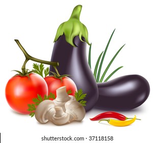 Vector. Colorful fresh group of vegetables.