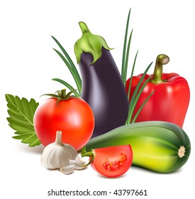 Vector. Colorful fresh group of vegetables.