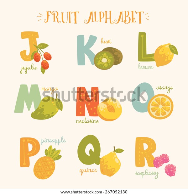 Vector Colorful Fruit Alphabet J K Stock Vector Royalty Free