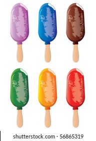 vector colorful fruit and chocolate popsicles