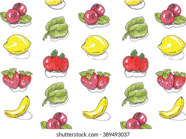 Vector colorful fruits and veggies textile pattern illustration