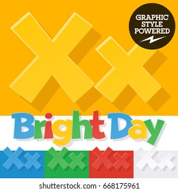 Vector colorful funny alphabet. Contains different colors style. Letter X
