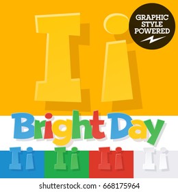 Vector colorful funny alphabet. Contains different colors style. Letter I