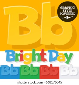 Vector colorful funny alphabet. Contains different colors style. Letter B