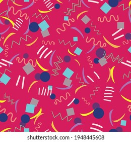 Vector colorful and funny geographic shapes background pattern