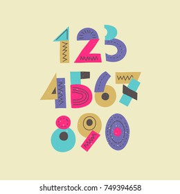 Vector colorful funny trendy set of numbers. Display signs for posters, music placards and ect.