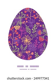 Vector colorful garden plants Easter egg sillhouette frame card template