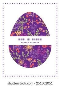 Vector colorful garden plants Easter egg silhouette frame card template
