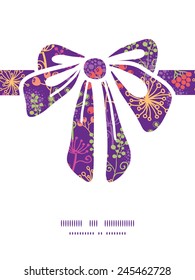 Vector colorful garden plants gift bow silhouette pattern frame