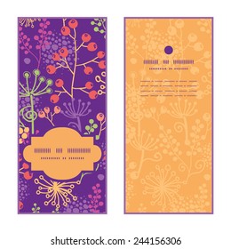 Vector colorful garden plants vertical frame pattern invitation greeting cards set