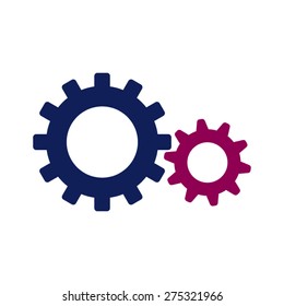 Vector colorful gears icon in flat design. Cogwheels connection