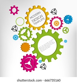 Vector - colorful gears over blue background. vector illustration