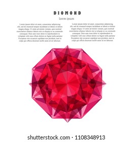 Vector colorful gem diamond icon with text on the white background.