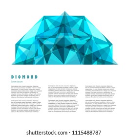 Vector colorful gem diamond icon with text on the white background.