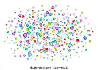 Vector colorful gem stones background element in flat style