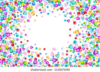 Vector colorful gem stones background element in flat style