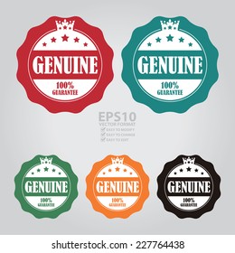 Vector : Colorful Genuine 100% Guarantee Stamp, Badge, Icon, Label or Sticker