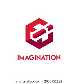 Cuadrados 3d geométricos de color vectorial o combinación de hexágonos plegados para icono de logotipo abstracto