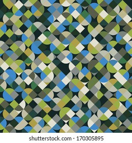 Vector colorful geometric background, bright rounded abstract seamless pattern.