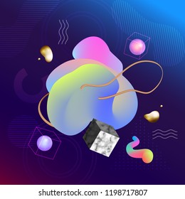 Vector colorful geometric background. Fluid shapes composition