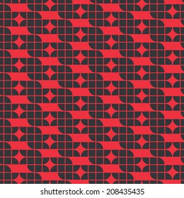 Vector colorful geometric background, red and black rhombic abstract seamless pattern.