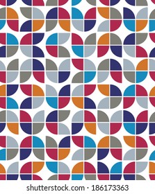 Vector colorful geometric background, rounded floral abstract seamless pattern.