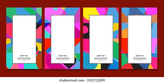 Marco geométrico y de curva de color vectorial y patrón de fondo de borde para el cartel de verano y la plantilla de historia de medios sociales 